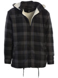 mens fleece outerwear jacket with sherpa lining and removable hood