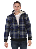 mens fleece outerwear jacket with sherpa lining and removable hood