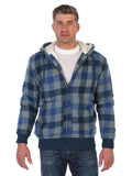 mens fleece outerwear jacket with sherpa lining and removable hood