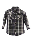 boys long sleeve roll up plaid checked shirt