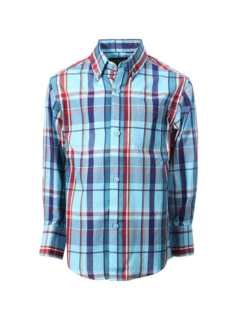 Boy's Button Down Plaid Shirt