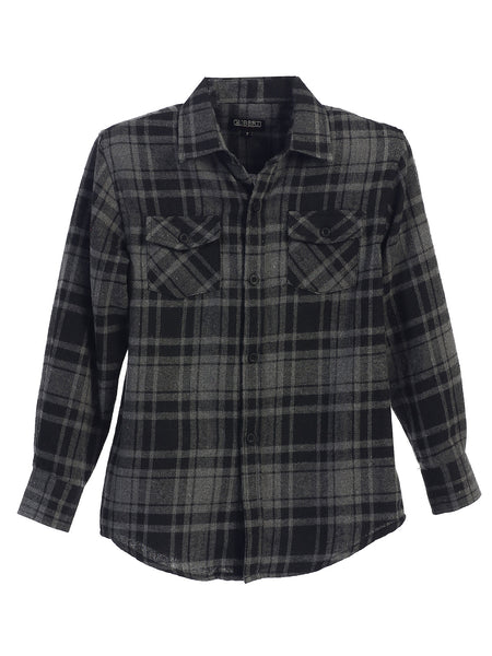 Gioberti Men's Long Sleeve Plaid Shirt, 632 - Black / White