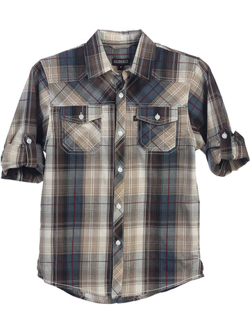 Toddler's Checkered Roll-Up Shirt, Size 2T