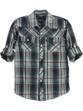 boys long sleeve roll up plaid checked shirt