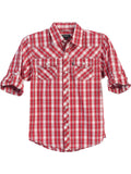 boys long sleeve roll up plaid checked shirt