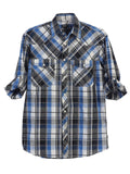 boys long sleeve roll up plaid checked shirt