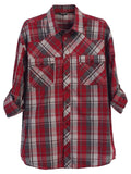 boys long sleeve roll up plaid checked shirt