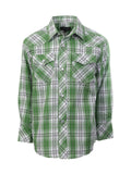 Boys Plaid Long Sleeve Pearl Snaps Shirt