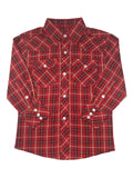 Boys Plaid Long Sleeve Pearl Snaps Shirt