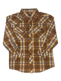 Boys Plaid Long Sleeve Pearl Snaps Shirt