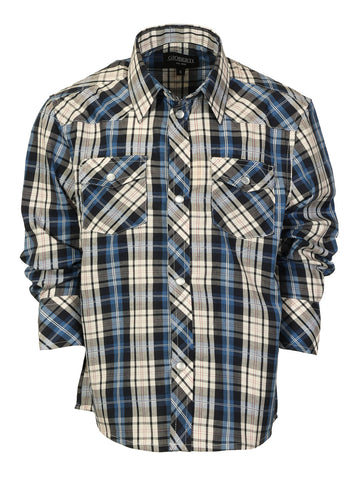 Boy's Western Plaid Pearl Snaps Shirt