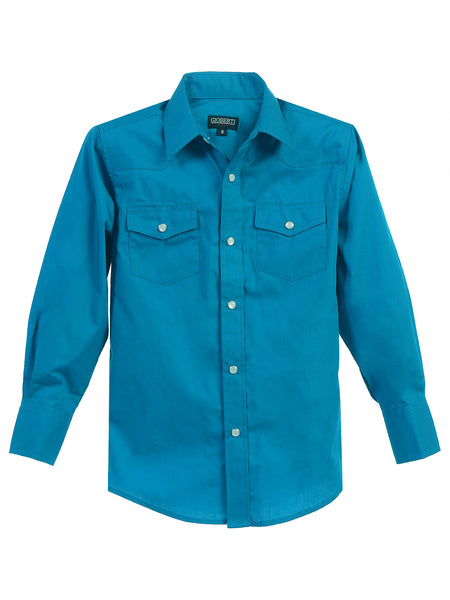 Boys Casual Western Long Sleeve Pearl Snaps Shirt