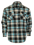 Mens Long Sleeve Flannel Plaid Checked Double Pocketed Shirt