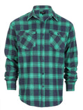 Mens Long Sleeve Flannel Plaid Checked Double Pocketed Shirt