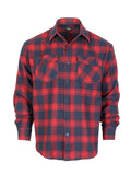 Mens Long Sleeve Flannel Plaid Checked Double Pocketed Shirt