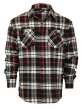 Mens Long Sleeve Flannel Plaid Checked Double Pocketed Shirt