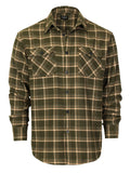 Mens Long Sleeve Flannel Plaid Checked Double Pocketed Shirt