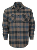 Mens Long Sleeve Flannel Plaid Checked Double Pocketed Shirt
