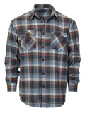 Mens Long Sleeve Flannel Plaid Checked Double Pocketed Shirt