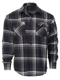Mens Long Sleeve Flannel Plaid Checked Double Pocketed Shirt