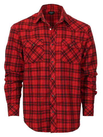 Men's Flannel Plaid Shirt w/ Snaps
