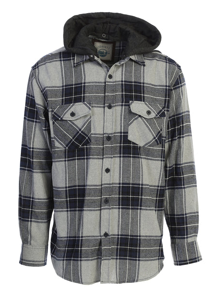 Mens Casual long-sleeve Removable Hood Plaid Checked Flannel Button Down