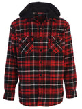 Mens Casual long-sleeve Removable Hood Plaid Checked Flannel Button Down