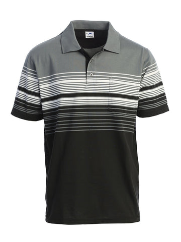 Men's Striped Polo Shirt, Gray