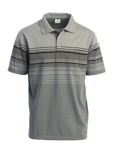 Men's Striped Polo Shirt, Gray