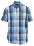 Mens Casual Plaid Short Sleeve Button Down Shirt