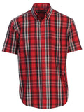 Mens Casual Plaid Short Sleeve Button Down Shirt