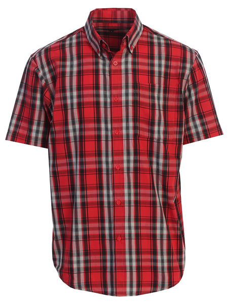 Mens Casual Plaid Short Sleeve Button Down Shirt