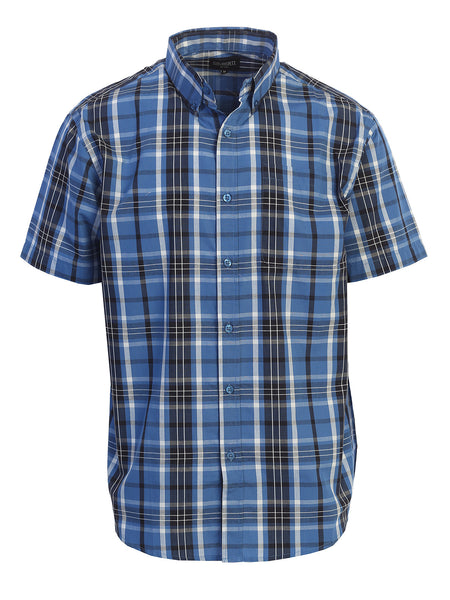 Mens Casual Plaid Short Sleeve Button Down Shirt