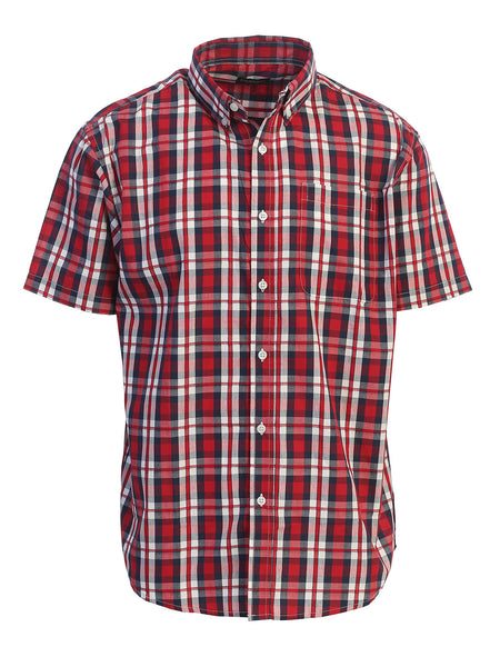 Mens Casual Plaid Short Sleeve Button Down Shirt