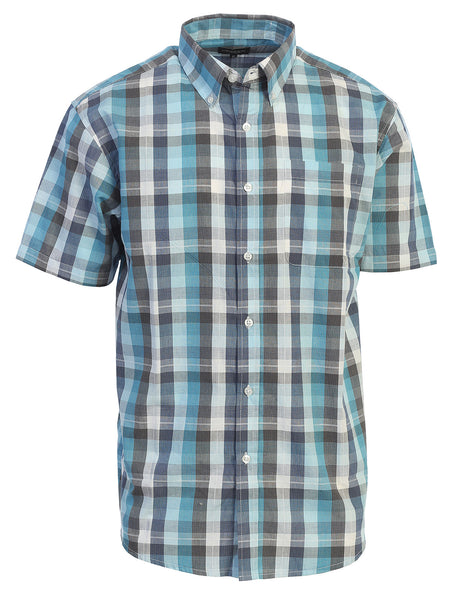 Mens Casual Plaid Short Sleeve Button Down Shirt