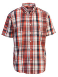 Mens Casual Plaid Short Sleeve Button Down Shirt