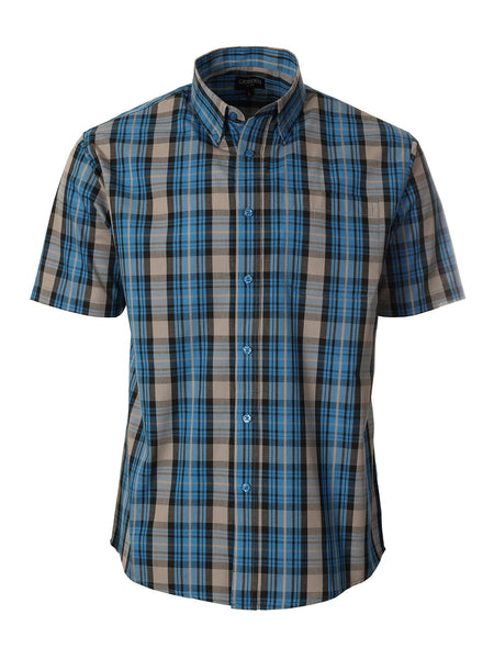 Mens Casual Plaid Short Sleeve Button Down Shirt