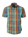 Mens Casual Plaid Short Sleeve Button Down Shirt