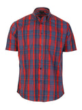 Mens Casual Plaid Short Sleeve Button Down Shirt