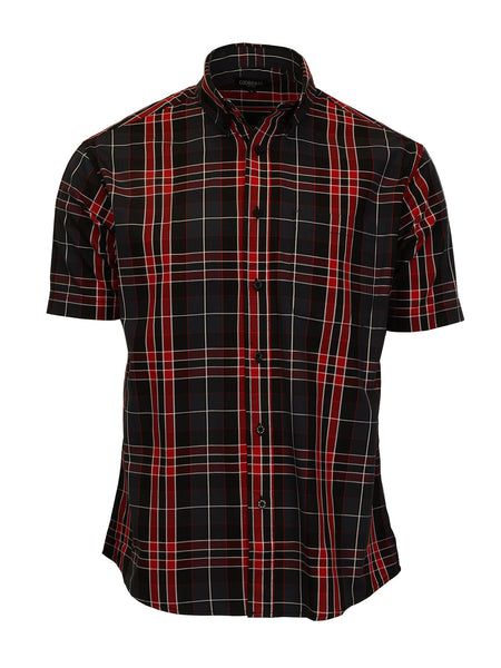 Mens Casual Plaid Short Sleeve Button Down Shirt