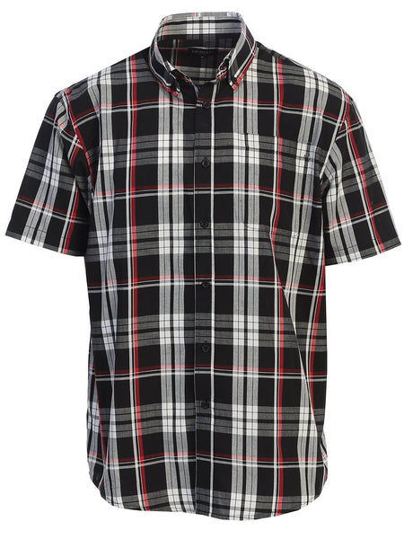 Mens Casual Plaid Short Sleeve Button Down Shirt