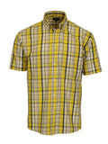 Mens Casual Plaid Short Sleeve Button Down Shirt