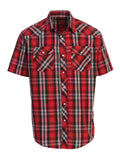 Mens Casual Plaid Short Sleeve Button Down Shirt