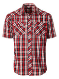 Mens Casual Plaid Short Sleeve Button Down Shirt