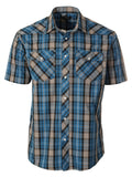 Mens Casual Plaid Short Sleeve Button Down Shirt