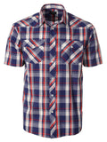 Mens Casual Plaid Short Sleeve Button Down Shirt