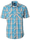 Mens Casual Plaid Short Sleeve Button Down Shirt