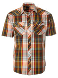 Mens Casual Plaid Short Sleeve Button Down Shirt