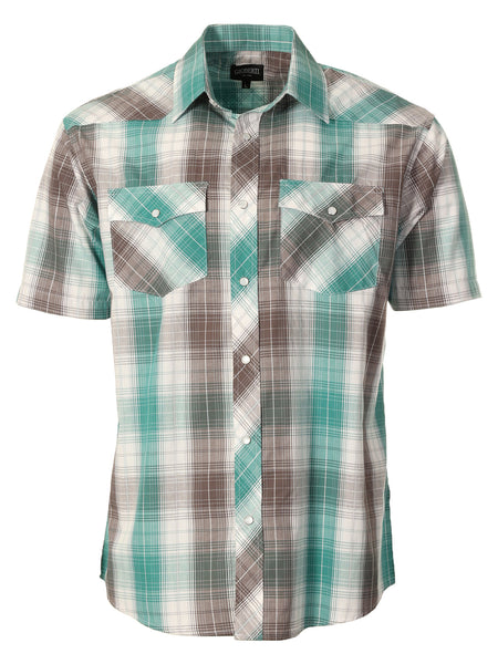 Mens Casual Plaid Short Sleeve Button Down Shirt