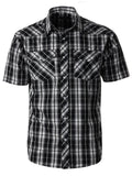 Mens Casual Plaid Short Sleeve Button Down Shirt